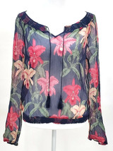 Lucky Brand by Dale Hope Top | Sheer Silk Floral Shirt with Tassels - Sz... - £7.48 GBP