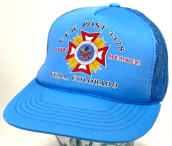 V.F.W. Hat-Life Member-Post 3378-Yuma, CO-Rope Bill-Snapback Cap-Blue-VTG - $17.00