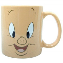 Looney Tunes Porky Pig Big Face 14 oz Tan Ceramic Coffee Mug, NEW UNUSED - £7.82 GBP