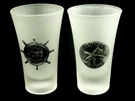 Princess Cruise Lines Souvenir Shot Frosted Glasses, Set of 2, Starfish, Wheel - £15.54 GBP