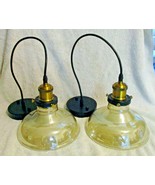 PAIR of Finesse Decor PL-718 Wide Single Pendant Cognac Lamps 7.0&quot; H x 8... - $148.50