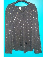 Faded Glory Size XL Extra Large Black Gold V-neck Semi-Sheer Pullover Top  - $13.67 CAD