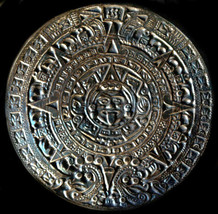 Aztec Maya Inca Calendar sculpture plaque Dark Bronze - $38.61