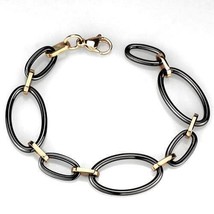 3W1005 - IP Rose Gold(Ion Plating) Stainless Steel Bracelet with Ceramic  in Jet - $38.49