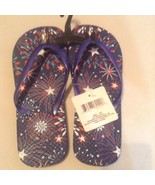 flip flops shoes Size 7 8  fireworks patriotic thongs USA sandals blue - £6.04 GBP