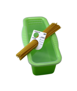 Microwave Pasta Cooker Green With Portion Tool BPA-Free Quick Spaghetti ... - $14.84