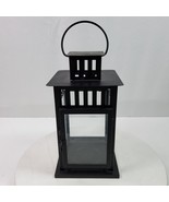 Vintage Lantern Farmhouse Country Metal Glass Black Painted 11x6x6 Inch - $29.00