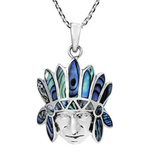 Native American Style Abalone Shell Inlay Sterling Silver Necklace - £20.24 GBP