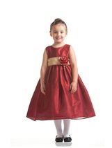 Regal Red Satin w/Gold Sash Flower Girl Holiday Dress, Crayon Kids USA 234 - $49.99
