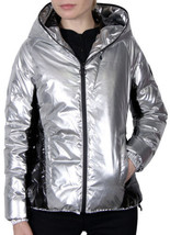 Body Gloves Hooded Down Parka Coat Sz L Metallic Silver Women’s $350 - $88.10