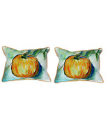 Pair of Betsy Drake Pumpkin Large Pillows 16 Inch x 20 Inch - £70.39 GBP