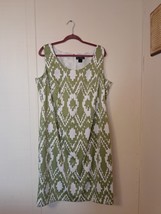 Jessica Howard dress 16w Sleeveless  Green &amp; White  Pattern Shift Dress... - $24.18