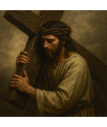 Jesus Carrying Cross Canvas Print - Christian Wall Art Faith Inspiration - $68.00+