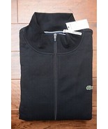 Lacoste SH1607 Men Full Zip Black Fleece Cotton Sweat Jacket Big &amp; Tall ... - £59.59 GBP