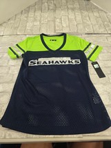 NFL Women Sz Small Seattle Seahawks Short Sleeve Green Slim V-Neck Mesh ... - £12.89 GBP