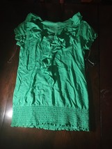 I.N.C. International Concepts Size Petite Green Ruffle Shirt - £18.04 GBP