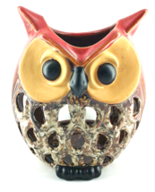 CHARMING LARGE OWL TEA LIGHT CANDLE HOLDER CERAMIC HOME DECOR NEW   - $55.00