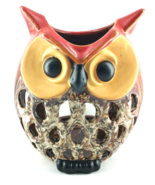CHARMING LARGE OWL TEA LIGHT CANDLE HOLDER CERAMIC HOME DECOR NEW   - $55.00