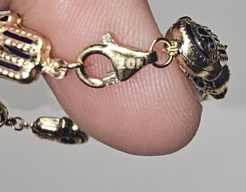 10k Gold Hamsa Blue Bracelet Evil Eye Protection Fatima Hand 7 inch Item image 5