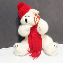 Peppermint White Bear Ty Beanie Baby Plush Stuffed Animal 1993 Movable Joints 9&quot; - £12.65 GBP