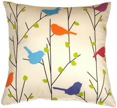 Spring Birds 17x17 Decorative Pillow, Complete with Pillow Insert - $31.45