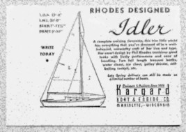 1947 Print Ad Idler Rhodes Designed Sailboat Kargard Marinette,WI - $9.75