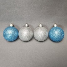 Shatterproof Christmas Ornaments Martha Stewart MSE 2&quot; Ball Blue Silver Glitter - $14.85