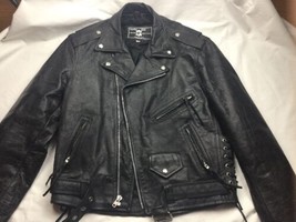 Vintage Leather Gold Size 42 Mens Leather Biker Jacket Classic Look Zipped - $123.74