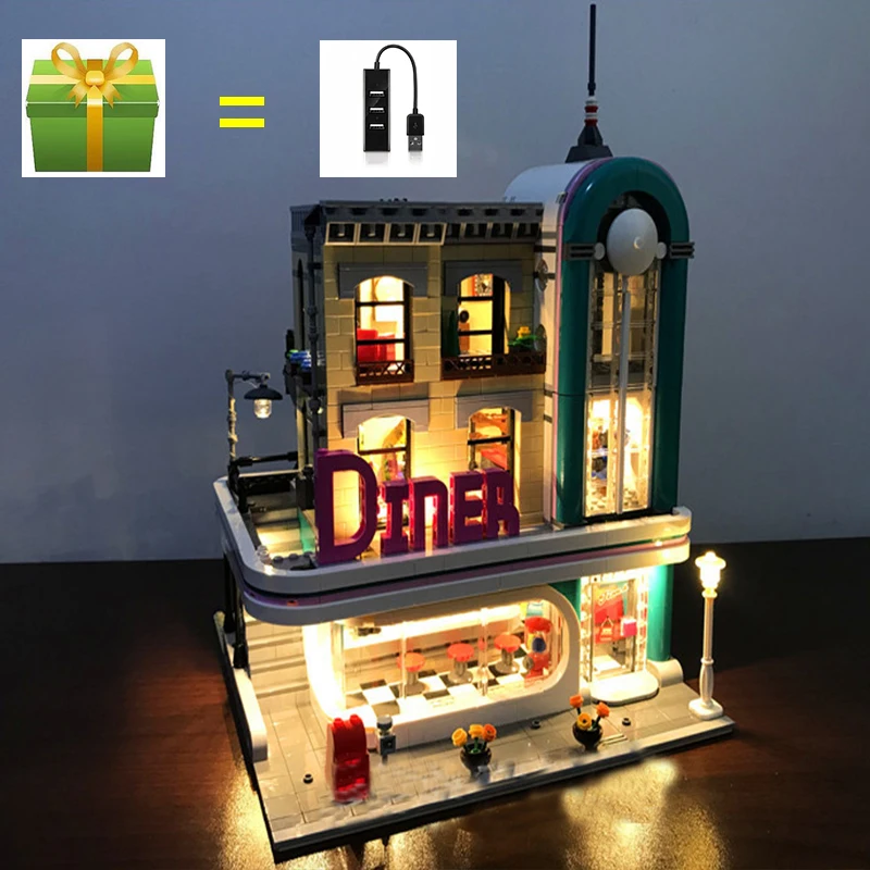 Led Light Set For Lego Building City Street 10260 Streetview Downtown Diner - £57.20 GBP