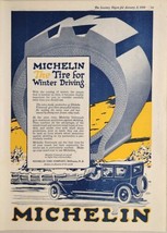 1920 Print Ad Michelin Tires Car Driving in Winter Snow Milltown,New Jersey - $22.48