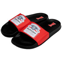 Budweiser Logo Label Soccer Slides Adult Sandals Black - $26.98