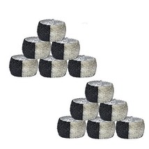 Prisha India Craft Beaded Napkin Rings Set of 12 silver-black - 1.5 Inch... - $34.75