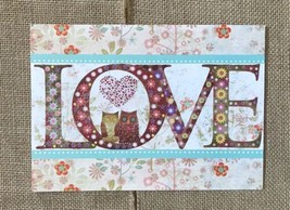 Floral Love Owl Anniversary Greeting Card Cottagecore - £2.21 GBP