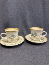 Pair Of Mikasa BLUE DAISIES Cup &amp; Saucer JAPAN EB804 Flowers Floral - £7.88 GBP