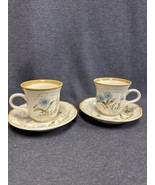 Pair Of Mikasa BLUE DAISIES Cup &amp; Saucer JAPAN EB804 Flowers Floral - £7.40 GBP