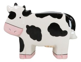 Whimsical Boxy Holstein Bovine Milk Cow Money Coin Savings Piggy Bank Figurine - $20.99