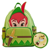 Loungefly Disney Peter Pan &amp; Tinker Bell Cosplay Mini Backpack w/ Coin P... - £117.95 GBP