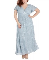 R &amp; M RICHARDS Sequined Fit &amp; Flare Gown Light Blue Plus Size 14W $199 - £69.61 GBP