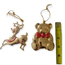 Vintage Brass Christmas Ornaments Deer Bear Elk Teddy Reindeer Whimsical Moose - £15.56 GBP