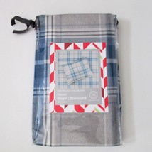 Martha Stewart Flannel Single Standard Sham Blue Plaid Holiday Collectio... - £27.20 GBP