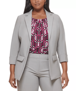Calvin Klein Womens Plus 22W Gray Blazer Suit Jacket Open Front Stretch NWT - £62.27 GBP