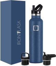 IRON FLASK Sports Water Bottle -24 Oz- 3 Lids,  Narrow Straw Lid - Twilight Blue - £16.16 GBP