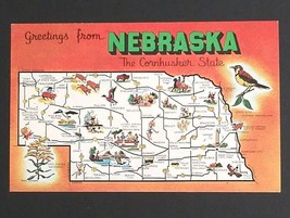 Nebraska State Map Large Letter Greetings Dexter Press c1960s UNP Postca... - $4.99