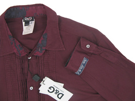 NEW Dolce & Gabbana Ruffled Shirt! e 58  XL  Burgundy  *Lightweight*  SLIM FIT - $149.99