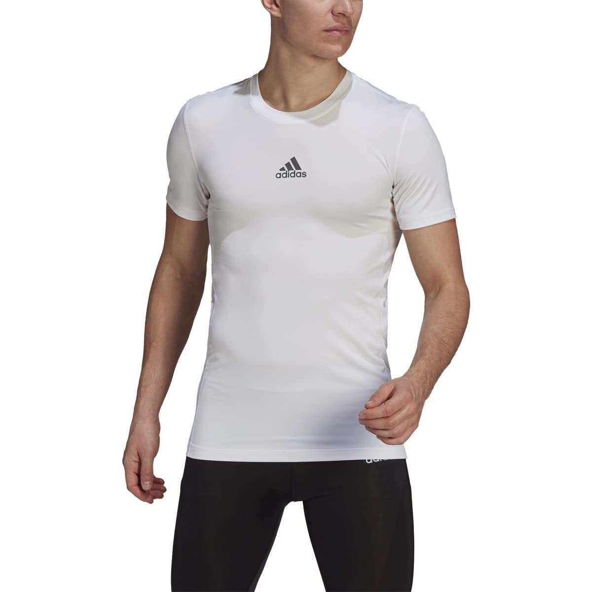adidas Techfit Compression Short Sleeve Top - Mens Soccer S White - $41.05