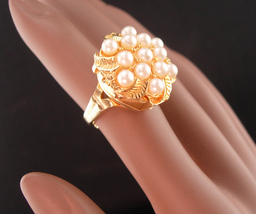 Vintage hidden watch pearl cluster ring / 17 jewels works great - Tarleton adjus - £114.02 GBP