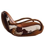Elegant Ebony Genuine Leather Rocking Chair: Modern Minimalist Luxury Ch... - £3,598.41 GBP