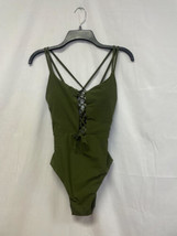 $120 Skinny Dippers Jelly Beans Lace Up Removable Cup One Piece Green Size Small - £59.92 GBP