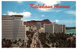 Kalakaua Avenue Main Street Waikiki Vintage Hawaii Postcard Old Cars Beach Hotel - £5.90 GBP