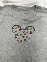 Disney Parks Womens Tee XXL Gray Mickey Head with Mickie Pieces Inside V-Neck - £7.50 GBP